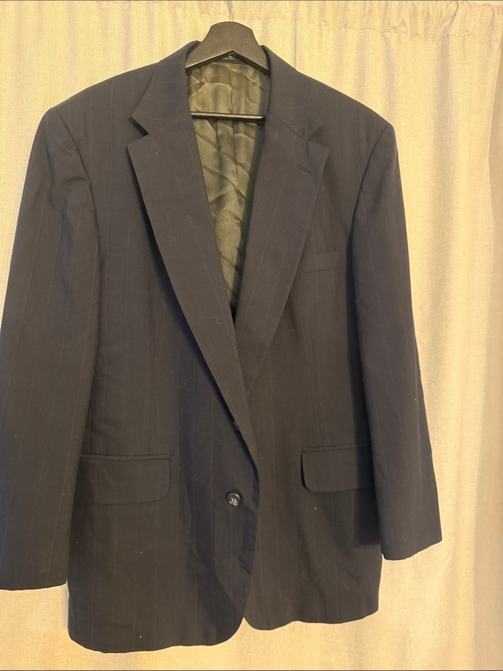 Executive Collection 44R Black Pinstripe Wool Blend Sport Coat Blazer Jacket
